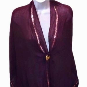 Sparkling Maroon Scarf with Sequins